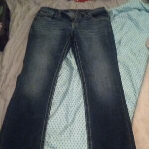 BKE Blue Flare & Wide Leg Jeans with Subtle Fading